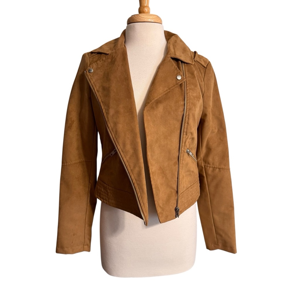 a.n.a Camel Faux Suede Moto Jacket size Medium